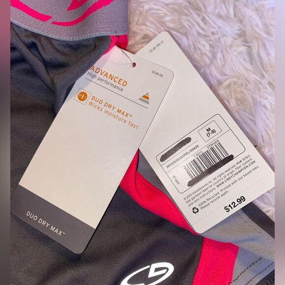 *NWT* Champion Girls M(7-8) Pink & Gray Sport Shorts - Picture 4 of 5
